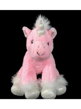 Pink unicorn Plush Stuffed Animal Toy The Bear Factory 14" Horse Plink glitter